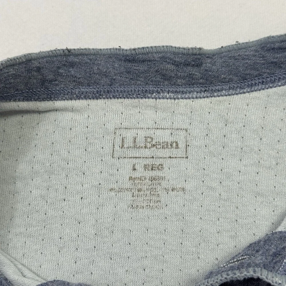 L.L. Bean Men's Henley Shirt Two-Layer River Driver Wool Nylon Cotton Blue Large